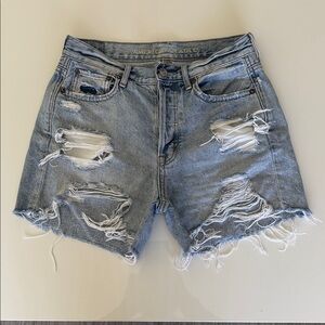 American Eagle Womens 90s Boyfriend Shorts Size 0 Distressed 3.5” Inseam Button